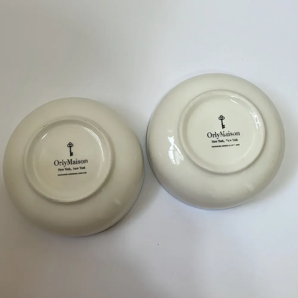 ORLY MAISON BOWLS IN NAVY‎ BLUE AND CREAM.  SET OF TWO